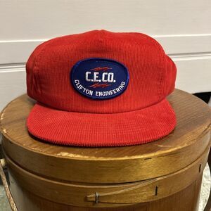NEW Vintage Red Corduroy SnapBack Cap Advertising Engineering Trucker Hat